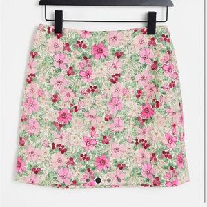 & other stories organic cotton floral print mini skirt size 6